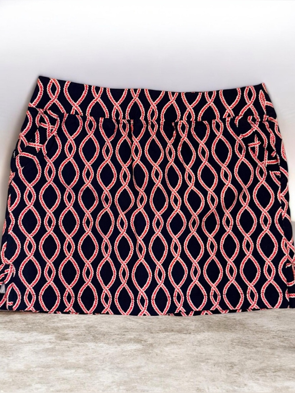 Navy with Coral Loop Print Skort, crown & ivy 10P, Tennis/Pickleball skirt